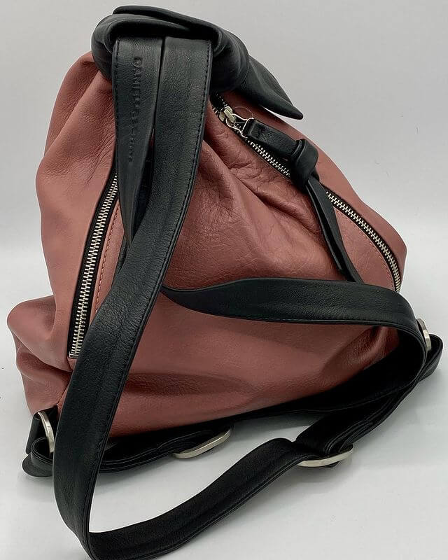 Black and nude/pink leather backpack by Daniella Lehavi.